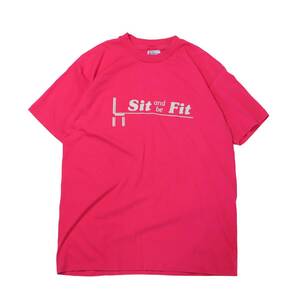 [L] 80s Sit and be Fit ロゴ プリント Tシャツ Hanes ピンク USA製 TV テレビ コットン ポリ ビンテージ vintage 90s