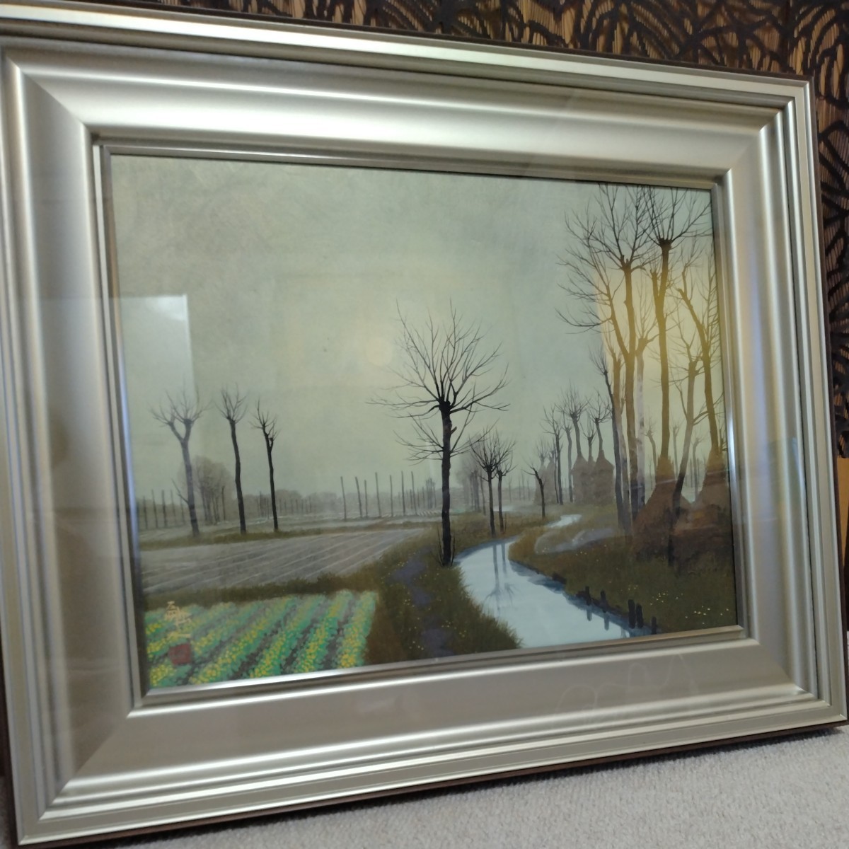 田中芳園 日展入選作家 紅葉 絵画 肉筆 日本画 6号 style=width:100