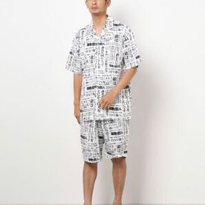 《進撃の巨人》総柄 レーヨン 半袖 シャツパジャマ ルームウェア ルームウェア パジャマ