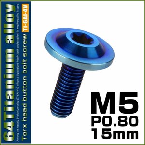 64チタン M5×15mm P0.8 ボタンボルト フランジ径14mm トルクス穴 焼きチタン風ダークカラー レインボー JA646