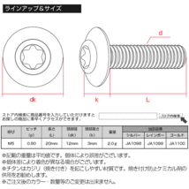 64チタン M5×20mm P0.8 ボタンボルト トルクス穴 チタンボルト シルバー JA1098_画像4