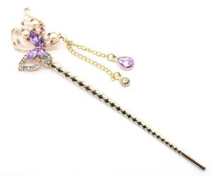  lovely stylish ornamental hairpin hair ornament Japanese clothes 1 psc antique metal pink gold crystal crystal butterfly ... hair accessory purple 