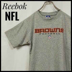 リーボック　ＮＦＬ　半袖Ｔシャツ　デカロゴ　チームロゴ　アメフト　刺繍ロゴ　アメリカンフットボール　灰色　クルーネック　人気