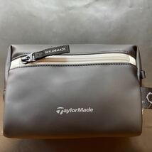 送料無料TaylorMadeテーラーメイドNEWLOGO合成皮革ラウンドBAGポーチハンドル持ち手付WZIPオープンジップPocket unisexマットBlack新品_画像4