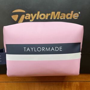  free shipping TaylorMade TaylorMade NEWLOGO synthetic leather round BAG pouch steering wheel keep hand attaching WZIP open Zip Pocket unisex Pink( bargain ) new goods 