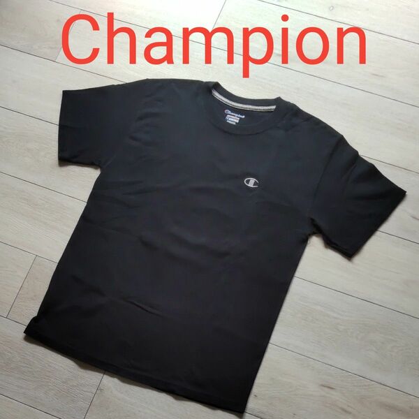 チャンピオン Tシャツ 半袖 メンズ 黒 ブラック Mサイズ Champion 半袖Tシャツ USA ホンジュラス製　ロゴ刺繍