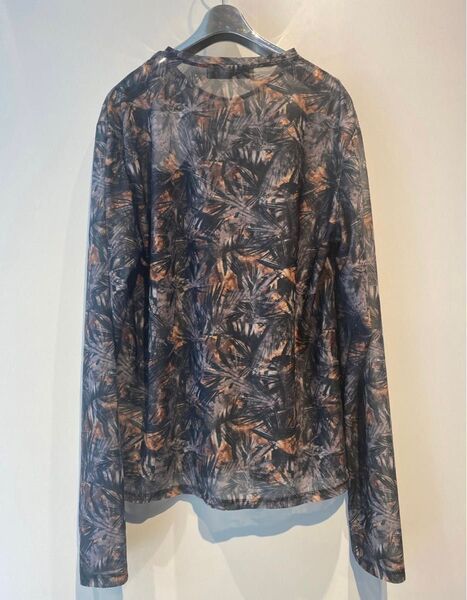 FUMIETANAKA sheer print long tee サイズ2 GRAY フミエタナカ シアープリント長袖Tシャツ