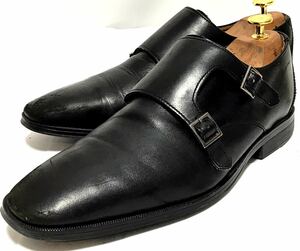 clarks 26㎝　ビジネスシューズ ダブルモンクストラップ ブラック　プレーント　本革　高級靴　フォーマル　紳士靴　ドレス　送料無料！