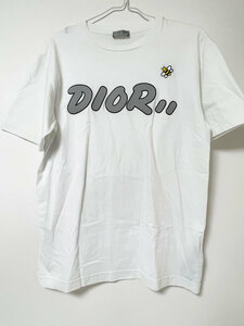 Christian Dior クリスチャン ディオール メンズ Tシャツ 半袖 フロッキーロゴ Bee刺繍 ハチ ホワイト サイズ：XS 923J611X1241 中古