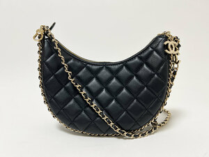 CHANEL シャネル マトラッセ スモール ホーボー ショルダーバッグ ラムスキン ブラック ゴールド金具 AS3917 B10551 94305