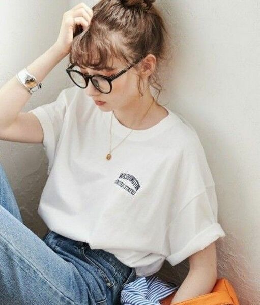 [新品] 最終価格 ANGIE ワンポイントロゴ刺繍Tシャツ