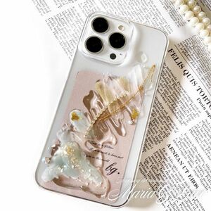 iPhone12mini ニュアンス Drop レジン スマホケース 韓国風 全機種対応 デコ スマホカバー キラキラ かわいい 透明 クリアハード