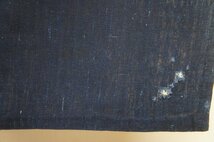 アンティーク木綿濃藍色地型染丸に三ッ柏紋乳付き暖簾タペストリー[T14089]_画像7