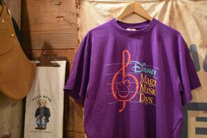 グッドプリントUSA製90SビンテージDisneyディズニーオフィシャルMAGIC MUSIC DAYSマジックミュージックデイズプリントTシャツ紫100綿n23699