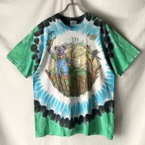 90s USA製 GRATEFUL DEAD グレイトフルデッド DEAD タイダイT 1995 HIGHGATE VT ライブ Tシャツ LIQUID BLUE ヴィンテージ L バンドT 牧場