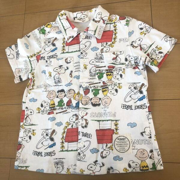 スヌーピー 半袖シャツ 110 男の子　Snoopy 白