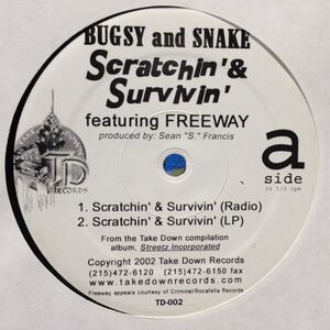 12inchレコード　BUGSY & SNAKE / SCRATCHIN' & SURVIVIN' feat. FREEWAY