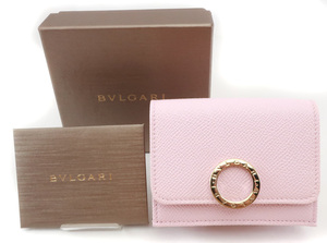 未使用 2023 現行モデル BVLGARI ブルガリ・ブルガリ 三つ折り財布 コンパクト シェルクォーツピンク ref.293176 /32565