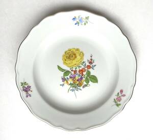 ■ Meissen マイセン ベーシックフラワー ３つ花 金彩 プレート 飾り皿