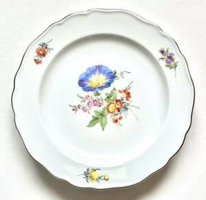 ■ Meissen マイセン ベーシックフラワー ３つ花 朝顔 金彩 プレート 飾り皿