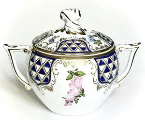 ■ Herend Herend [ценный] Мастер -художник MTFC Mosaic &amp; Flower Blue Diamond Modified Goldai Sugar Pot