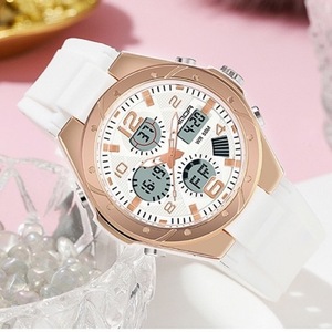 [White x Rose Gold] Женские высококачественные часы за рубежом популярный бренд Sanda Sports Watch Водонепроницаемые хронограф Кварц тип