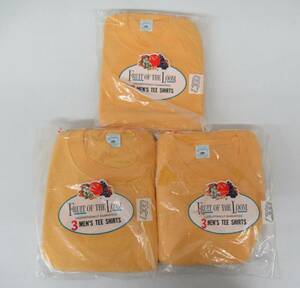 古着卸 1980'S デッドストック＊FRUIT OF THE LOOM フルーツオブザルーム＊Tシャツ MADE IN USA 3枚入り 3セット イエロー YELLOW S