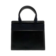 極 美品 Salvatore Ferragamo サルヴァトーレフェラガモ ヴァラリボン ロゴ 金具 カーフ レザー ミニ ハンドバッグ ネイビー mna19-6_画像4