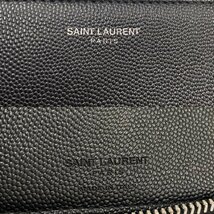 極 美品 希少品 SAINT LAURENT PARIS サンローランパリ ロゴ レザー 本革 ラウンドジップ 長財布 ウォレット カードケース ブラック 17910_画像2