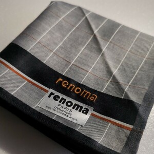 レノマ renoma メンズ ハンカチ 47×46.5cm 綿100% 紳士 ストライプ グレー×ブラック / ブルーミング中西