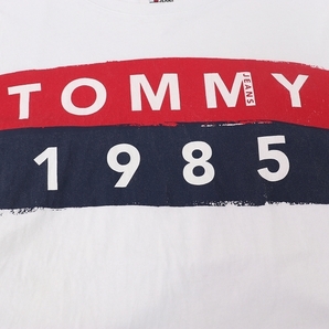 トミーヒルフィガー XL Tシャツ 白 Tommy Hilfiger ビッグサイズ 半袖 クルーネック メンズ 古着 中古 st151の画像3