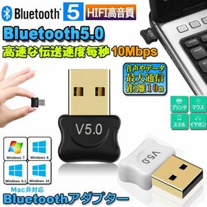 即納 bluetooth 5.0 USBアダプタ レシーバー ドングル ブルートゥースアダプタ 受信機 子機 PC用 Ver5.0 Bluetooth USB アダプタ ホワイト