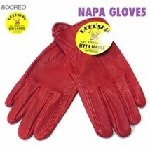 送料無料★格安! NAPA GLOVES ナパ 鹿革 ディア グローブ プレーン 800RED-M レッド 赤 バイカー USA老舗 定番人気 ロングセラー 柔らかい_画像1