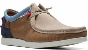 送料無料 期限定★ CLARKS 30cm ビジネス スニーカー ブルー ベージュ 軽量 レースアップ レザー ビーサン トレーニング ブーツ 限3