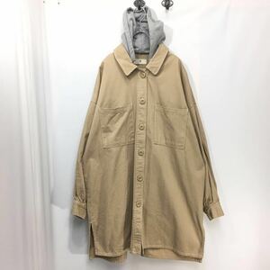 【格安】r.p.s アールピーエス オーバーサイズ ワークシャツ ビッグシャツ 女性用 レディース Mサイズ 長袖 古着 ベージュ 特大 K-1623