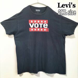 Levi's リーバイス 半袖Tシャツ 2XL オーバーサイズ ビッグシルエット ゆるだぼ 紺色 ネイビー メキシコ製 コットン 古着 海外古着