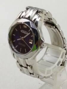 R0703-03 secondhand goods *AUREOLEore all SW-431L silver blue face QUARTZ quartz lady's wristwatch 