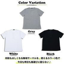 送料380円■クラシック サーマル ワッフル ヘンリーネック Tシャツ 黒/L コットン 春夏 伸縮 ストレッチ カジュアル カットソー_画像5