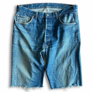 230514CHH2●色落ち◎ 1990's Levi's 501 USA製 カットオフ デニムパンツ ショーツ ジーパン ビンテージ リーバイス ヒゲ ショートパンツ