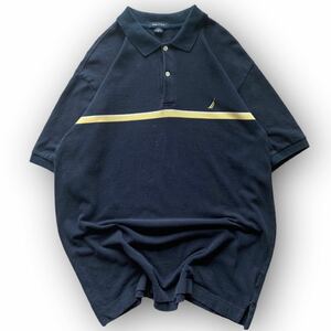 230201BRB35● NAUTICA POLO SHIRTS Size:L ノーティカ ノーチカ ポロシャツ ビンテージ vintage ボーダー柄 半袖シャツ 半袖ポロシャツ