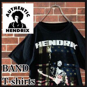 【激レア】JIMI HENDRIX ジミヘンドリックス　ビッグプリント　バンドTシャツ　星条旗　USA ROCK RAP 黒　古着