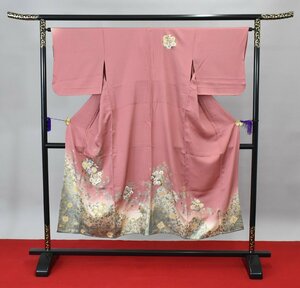 【桜庭呉服店】 附下訪問着 披露宴 夏着物 単衣 花 葉 花唐草文 更紗 豪華 おしゃれ 身丈140cm 裄丈64.5cm ★着物 パーティー t‐1330