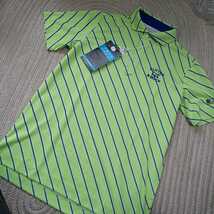 新品 定価10450 カッター＆バック 半袖 ポロシャツ M 黄緑 MOTION3D サンスクリーン UVカット 速乾 ホリゾンタルカラー ゴルフ メンズ_画像2