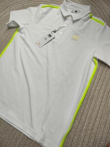 新品 定価17600 Munsingwear マンシング 半袖 ポロシャツ M ホワイト 白 ライム ストレッチ 紫外線カット メンズ ロゴ 