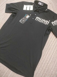 新品 定価14600 Munsingwear マンシング 半袖 ポロシャツ M ブラック 黒 涼しい サンスクリーン ストレッチ 紫外線カット メンズ ロゴ 