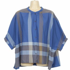 ブルーウィロー★シャツ 半袖 ドルマン袖 ボーダー ゆったり コットン100！薄手 ブルー系 z3235