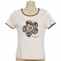 GALLERY VISCONTI★可愛いヒョウ柄入りフラワープリント♪半袖 カットソー Tシャツ ピンク系 夏秋 サイズ２ レターパック可 z3430_画像1