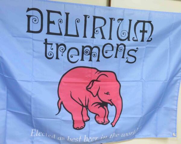 『特大２』 暗空桃象■激渋デリリウム・トレメンスDelirium Tremens　ベルギービア　ビール Beer フラッグ 旗バナー 広告 宣伝 テナント