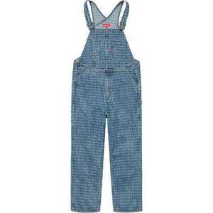 SUPREME 20SS Jacquard Logos Denim Overalls ジャガード　ロゴ　デニム　オーバーオール　M 青