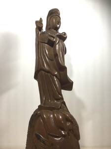 中国 女人像 神像 仏 木製 中国古玩 中国美術 約35.2cm